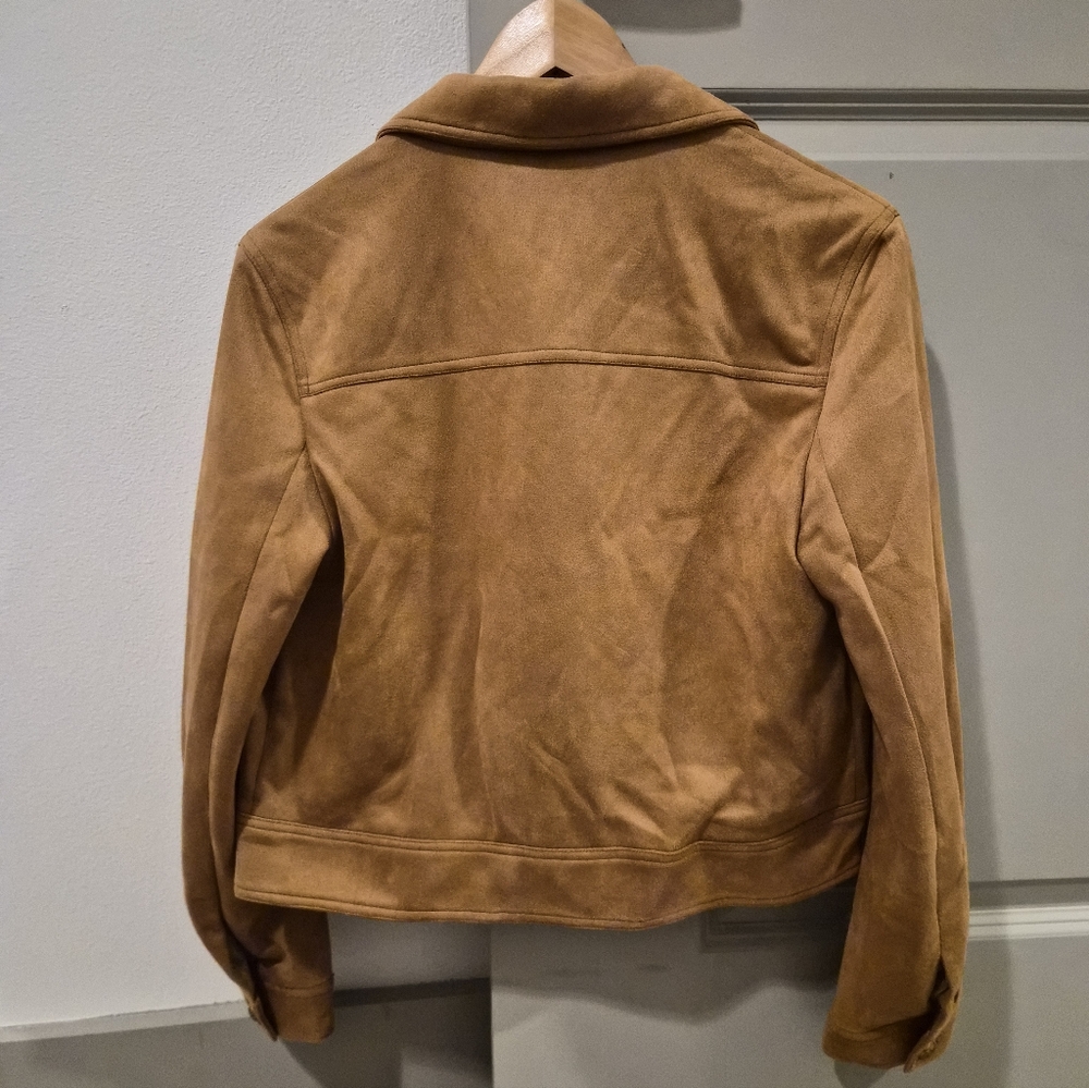 CHIO SHUI Marron Suede-Look Cropped Utility Jacket NWT - Picture 6 of 6